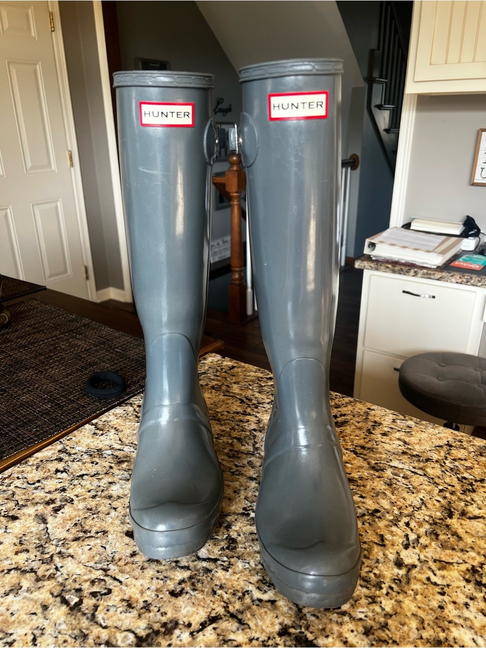 Hunter Black Rain Boot Insole with White Branding